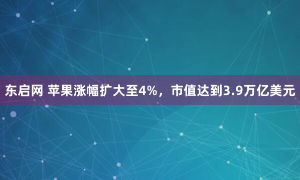东启网 苹果涨幅扩大至4%，市值达到3.9万亿美元