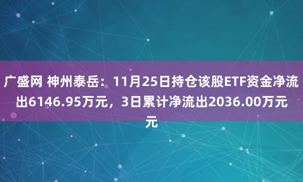 广盛网 神州泰岳：11月25日持仓该股ETF资金净流出6146.95万元，3日累计净流出2036.00万元
